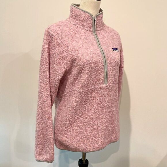 Patagonia Los Gatos 1/4 Zip Fleece Pullover Dusty Pink Fuzzy Winter Jacket Small - Picture 9 of 10
